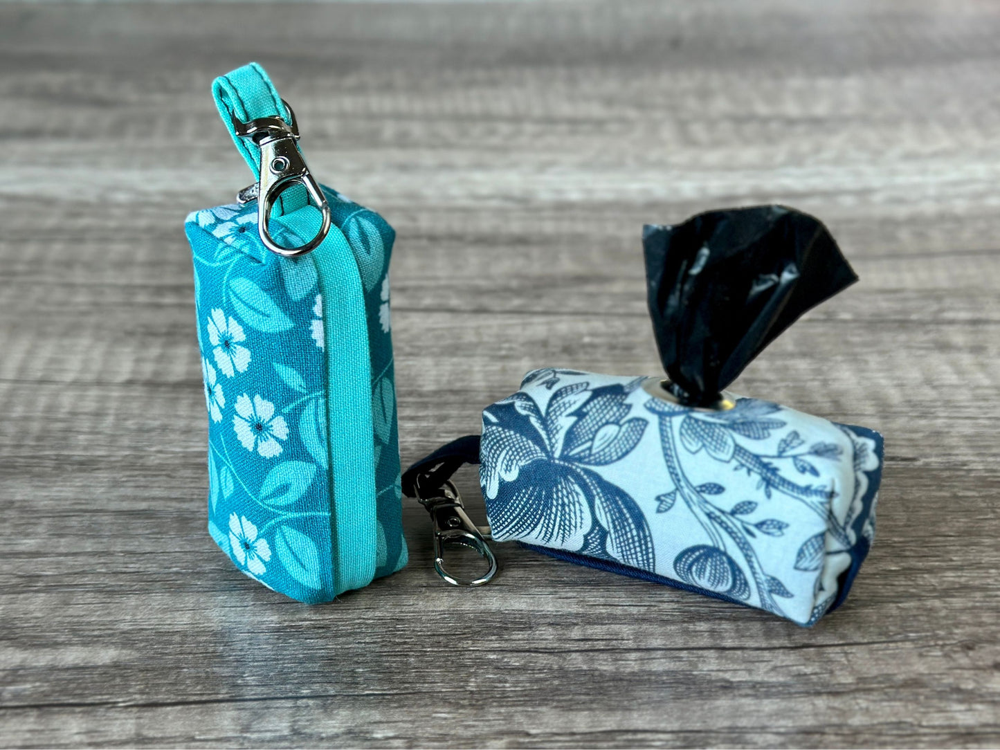 Dog Poop Bag Holder (blue floral)