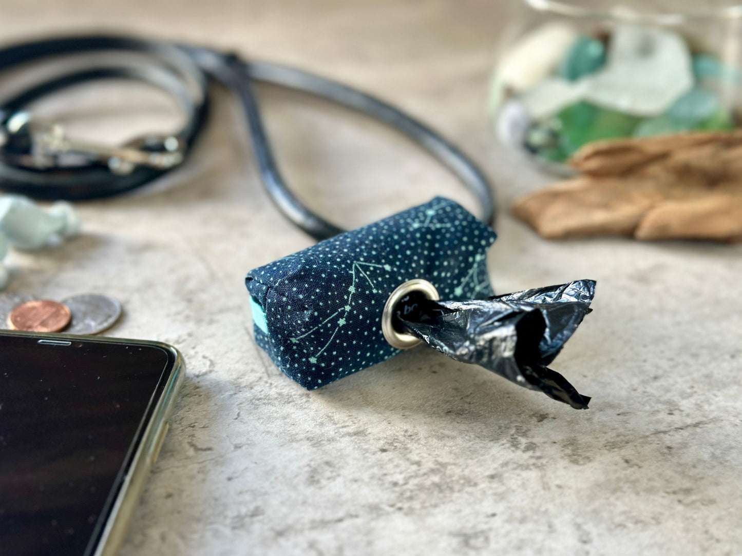 Dog Poop Bag Holder (teals, blues)