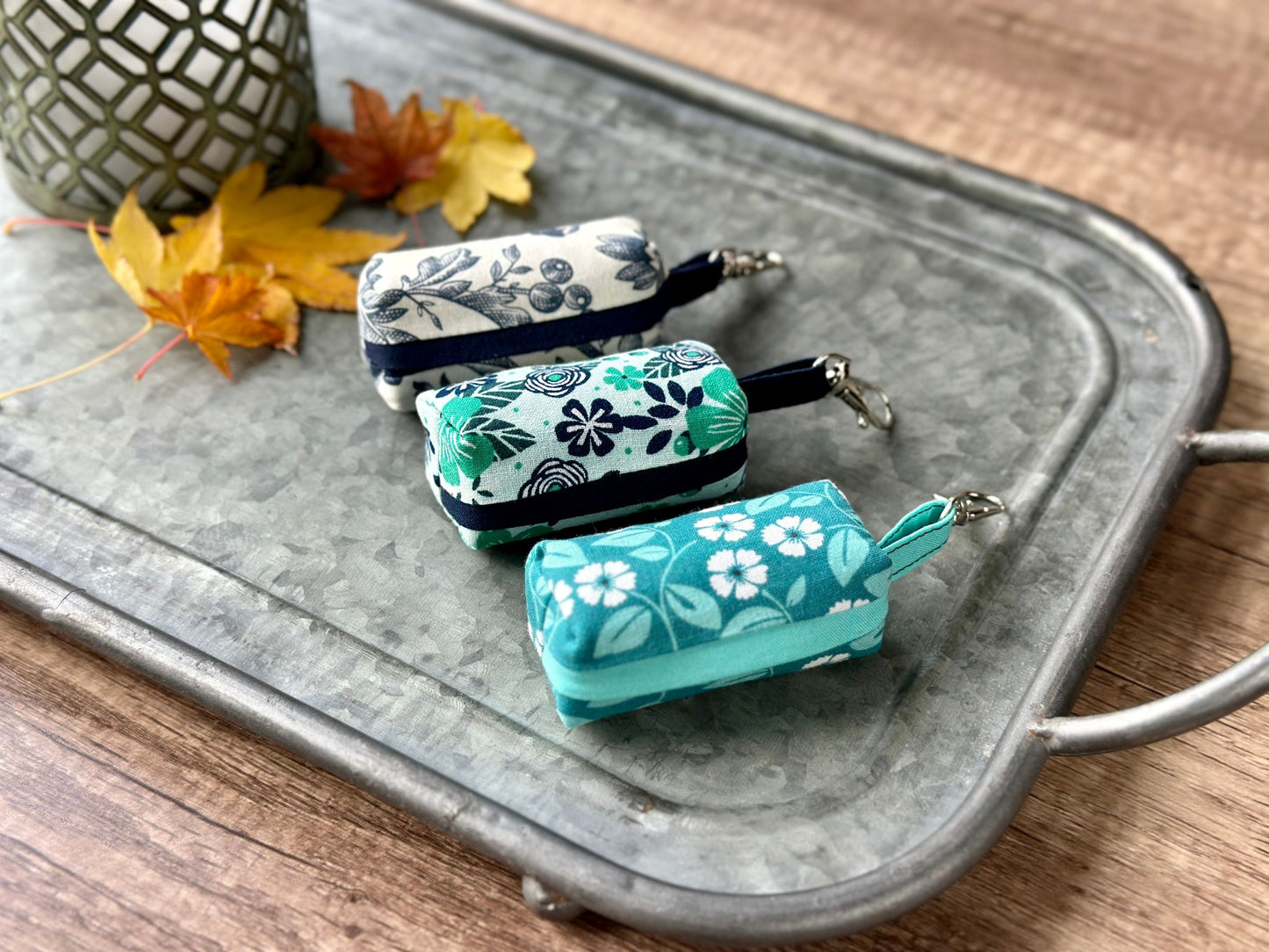 Dog Poop Bag Holder (blue floral)